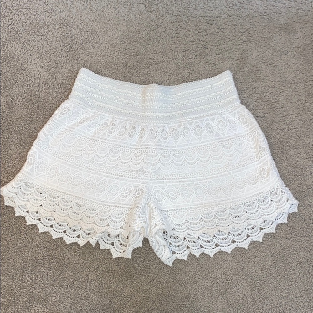 Ivory embroidered shorts